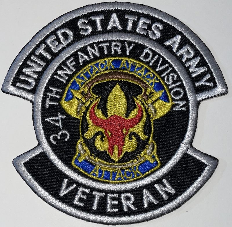 US Army 34th Infantry Division Veteran Patch - Decal Patch - Co