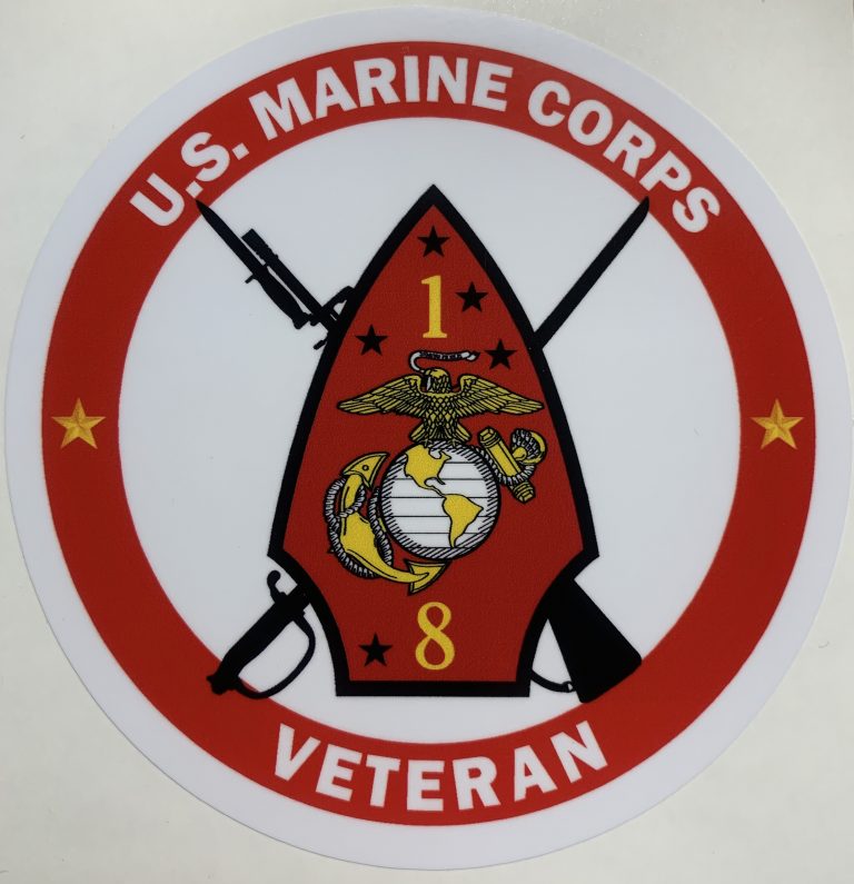 USMC 1st Battalion 8th Marines Veteran Sticker D110 - Decal Patch - Co